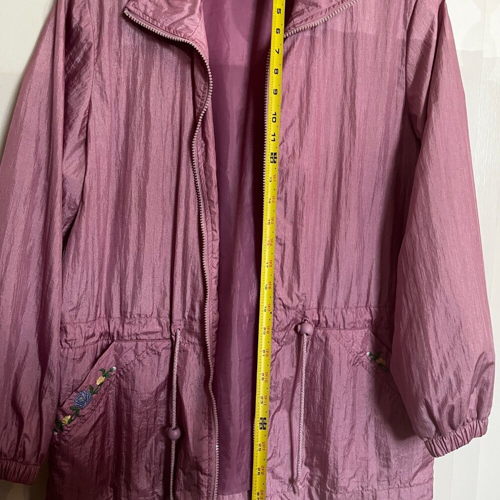 Blair Windbreaker Women's Medium Dusty Rose Pink Jacket Tie Waist 00's y2k Embro - Picture 4 of 7
